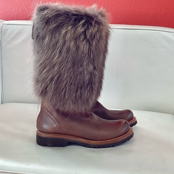 NEW Brunello Cucinelli Brown Leather Fur Boots 6 - Picture 14 of 14